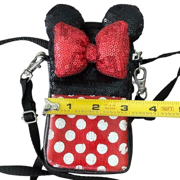 Disney Parks D-Tech Minnie Mouse Sequin Crossbody Phone Case Bag - Picture 6 of 7